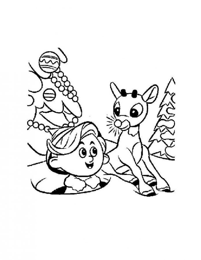 Libro da colorare stampabile di Rudolf con il suo ragazzo