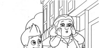 Coloring page Ryder talks to a woman