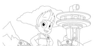 Coloring page Ryder with the Psi Patrol crew