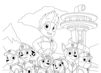 Coloring page Ryder with the Psi Patrol crew