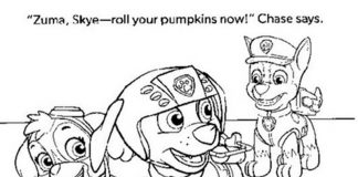 Skye coloring book with pumpkins for kids to print