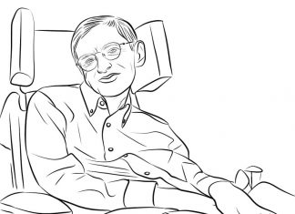 Página para colorir Stephen Hawking, o cientista