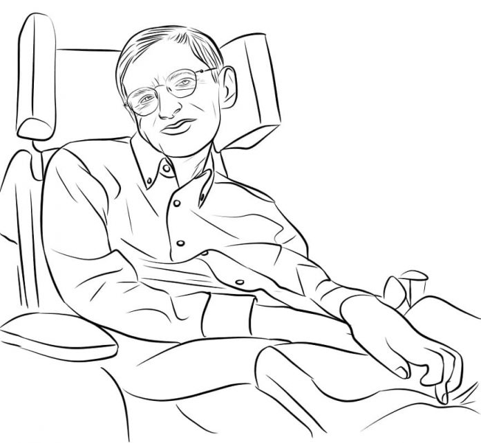 Ausmalbild Stephen Hawking der Wissenschaftler