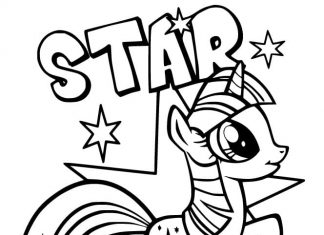 Printable Twilight Sparkle coloring book with star power lettering