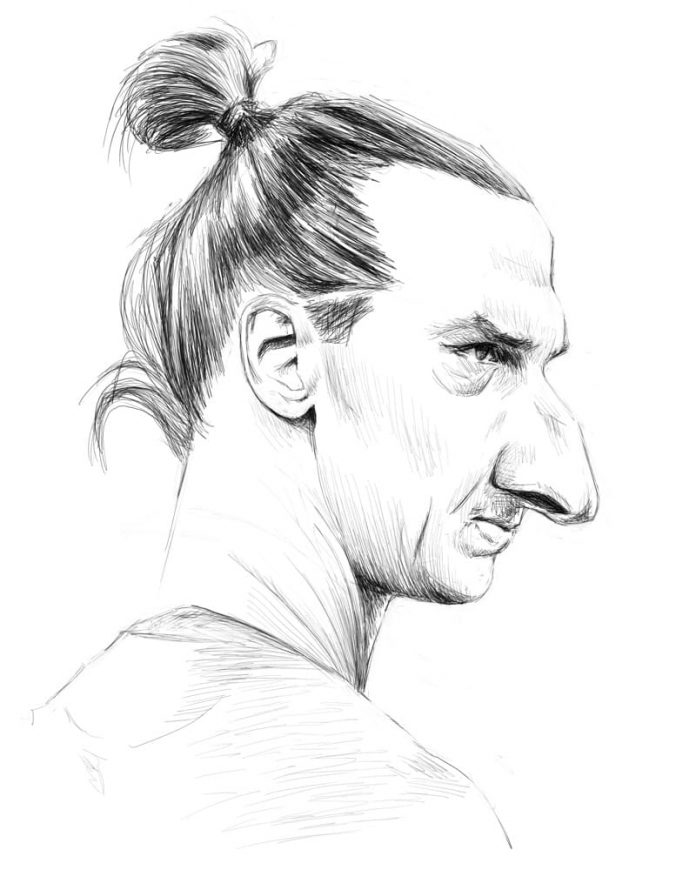 Coloring page Zlatan Ibrahimovic caricature of footballer