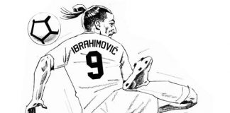 színező lap Zlatan hódít a sarkával
