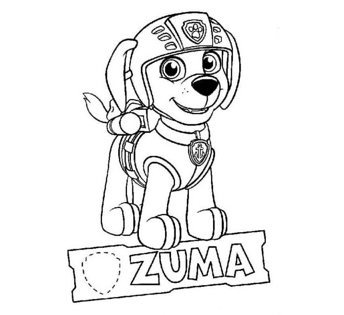 Coloring page of Zuma from the cartoon Psi Patrol