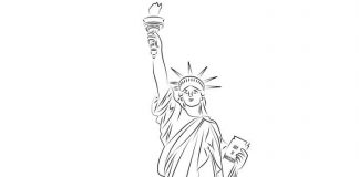 página para colorear Estatua de la Libertad de Estados Unidos