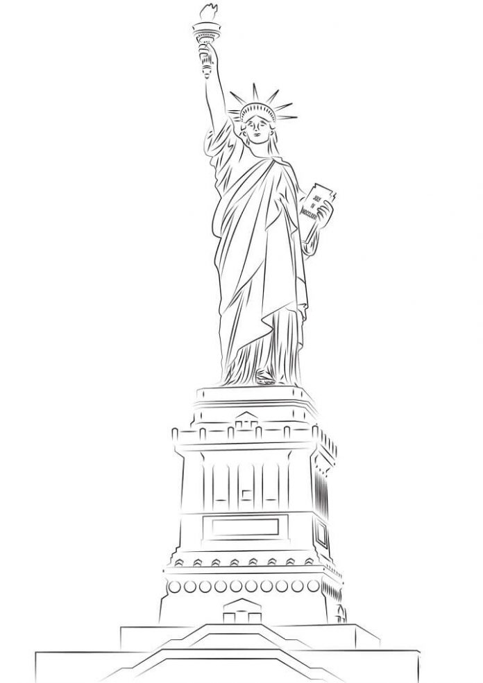 Pagina da colorare Statua della Libertà americana