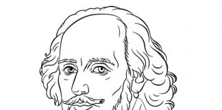 coloring page of English poet William Shakespeare