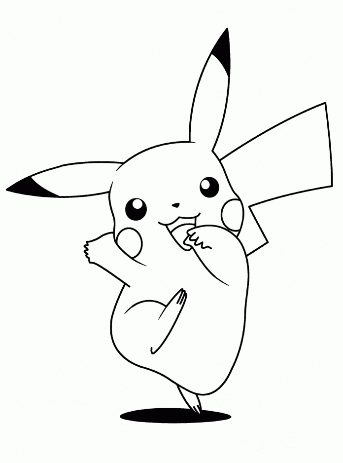 farvelægning af en meget glad pikachu