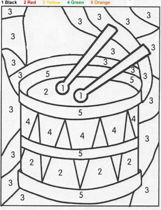 coloring page drums by number intructions