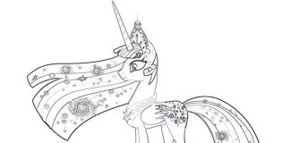Coloring page of sparkling Princess Celestia