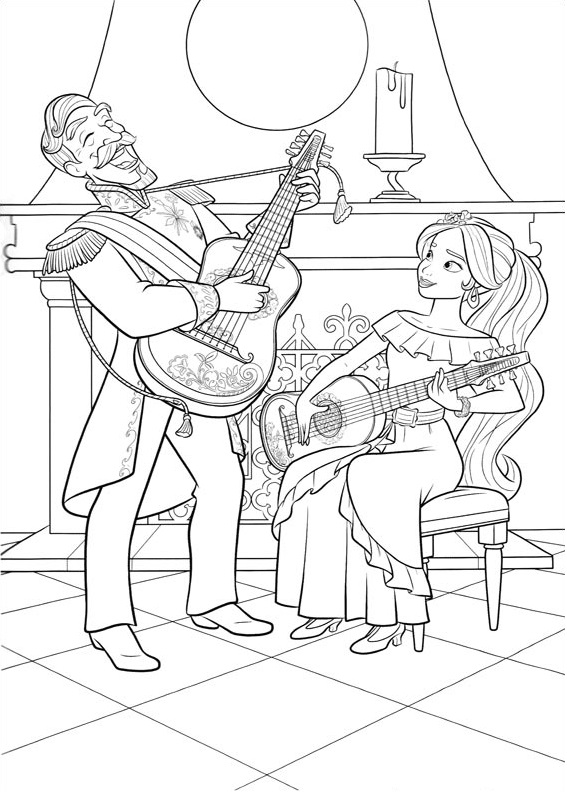 page à colorier les héros jouent de la guitare