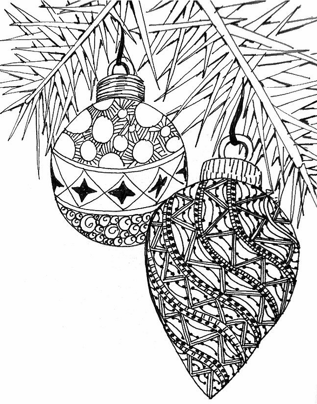 Printable Christmas tree baubles coloring book