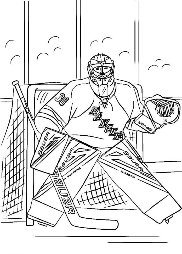 NHL goalie on goal coloring page
