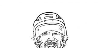page à colorier joueur barbu de la NHL