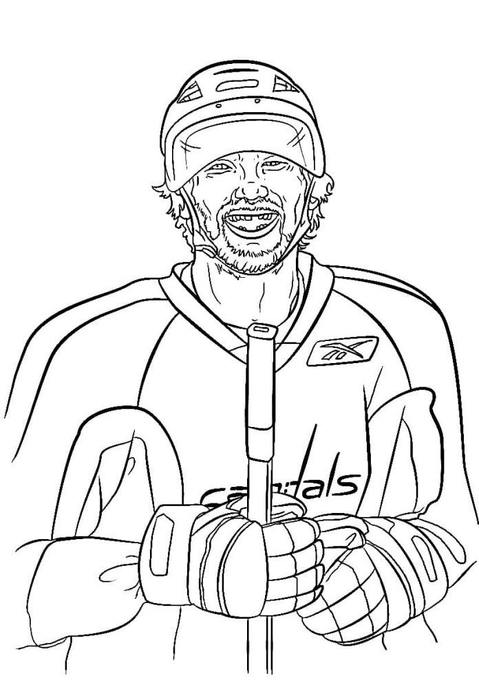 színező oldal szakállas NHL játékos