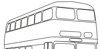 foglio da colorare stampabile di un autobus caratteristico dell'Inghilterra