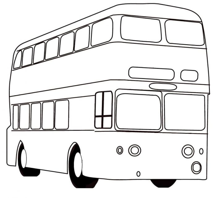 ausdruckbarer Malbogen eines charakteristischen Busses in England