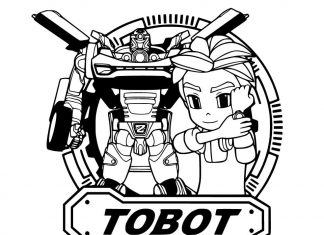 Omaľovánky chlapec s robotom - Tobot pre chlapcov