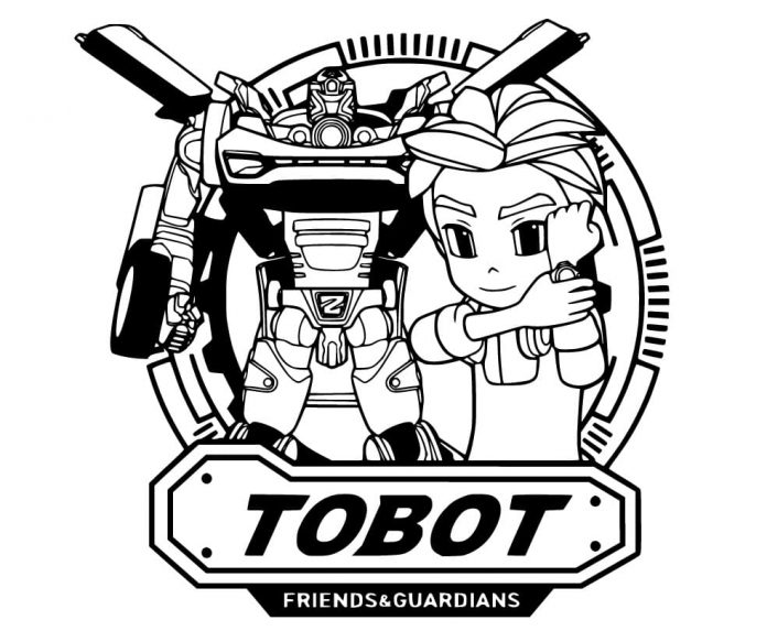 kolorowanka chłopak z robotem - Tobot dla chłopców