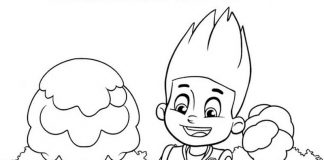 Ein Malbuch mit dem Jungen Ryder aus dem Psi-Patrol-Cartoon