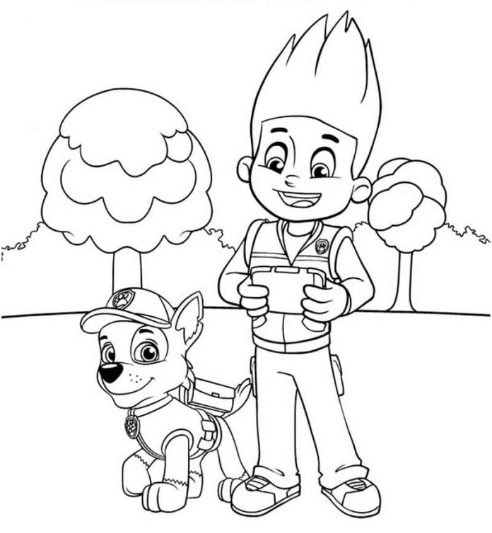 Värityskirja Psi Patrol -sarjakuvan Ryder-pojasta.