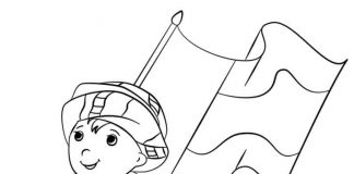 Coloring page boy with country flag