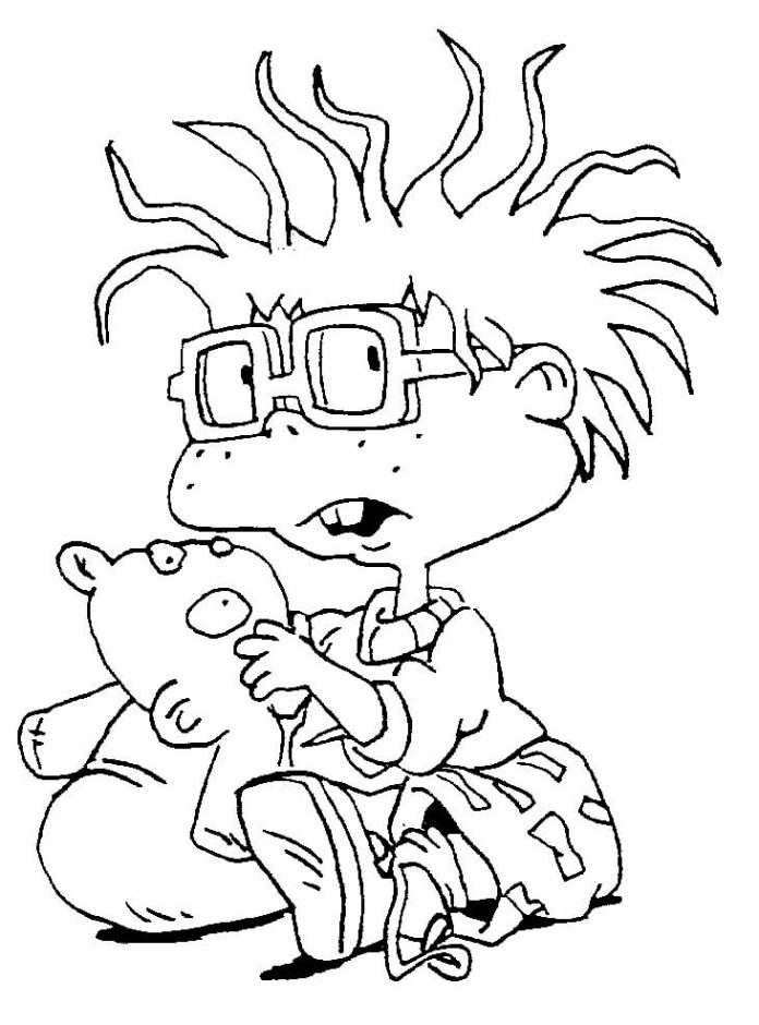 coloring page of a boy with a toy