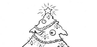 Page de coloriage de l'arbre de Noël