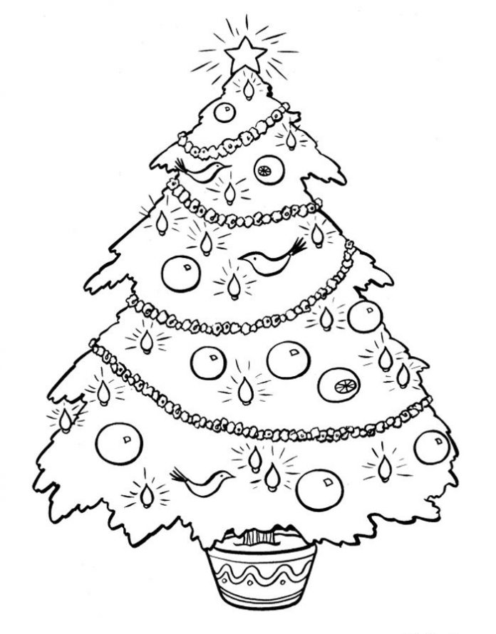 Page de coloriage de l'arbre de Noël