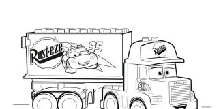 Coloring book truck with ads by Lightning McQueen