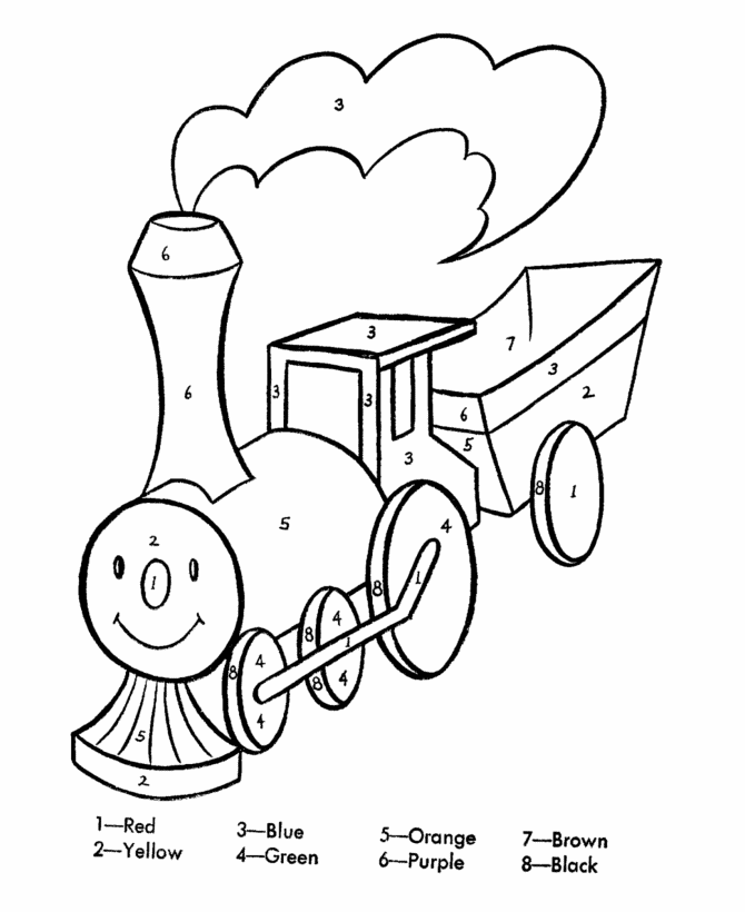 coloring book of a train by number intructions