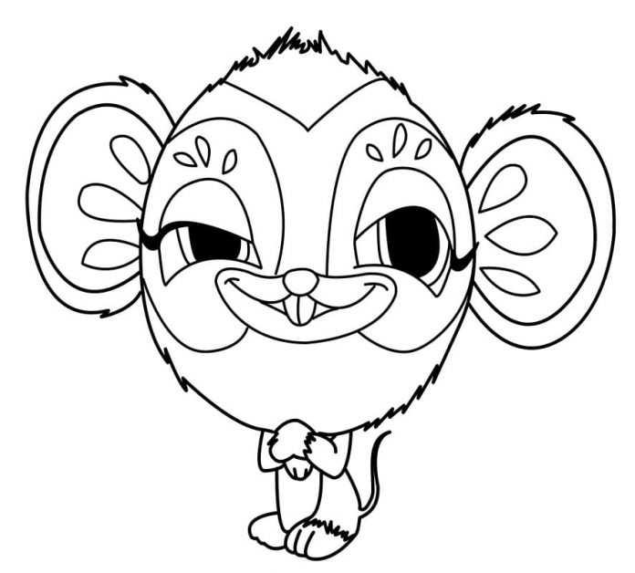 Färgblad av den listiga karaktären från Zoobles tecknade serie.