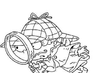 coloring page detective with magnifying glass