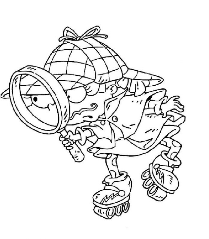 coloring page detective with magnifying glass