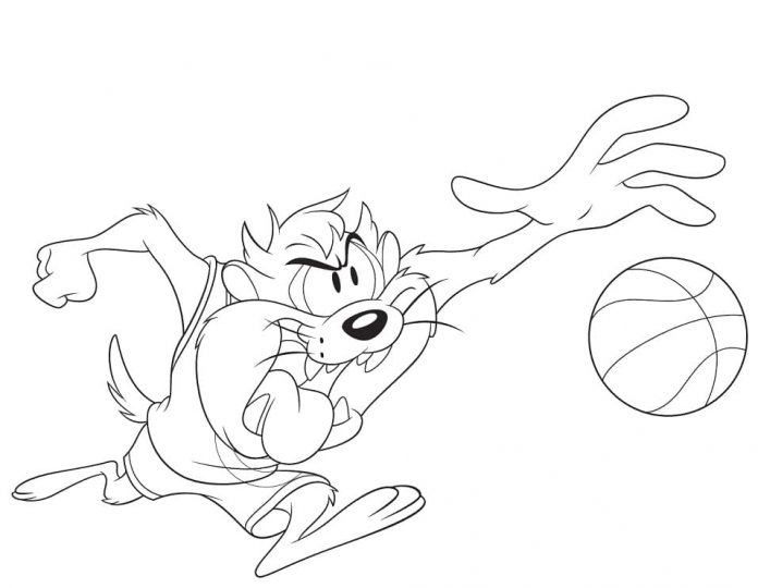 Tasmanian devil basketball game coloring page