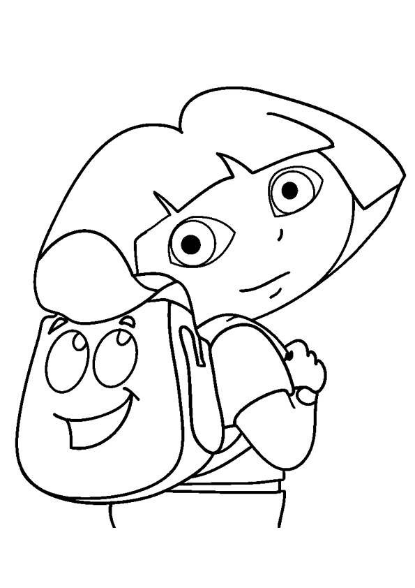 Färgbok för 2 åriga Dora med ryggsäck