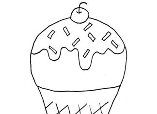 2歳児向け塗り絵 コーンに入ったアイスクリーム