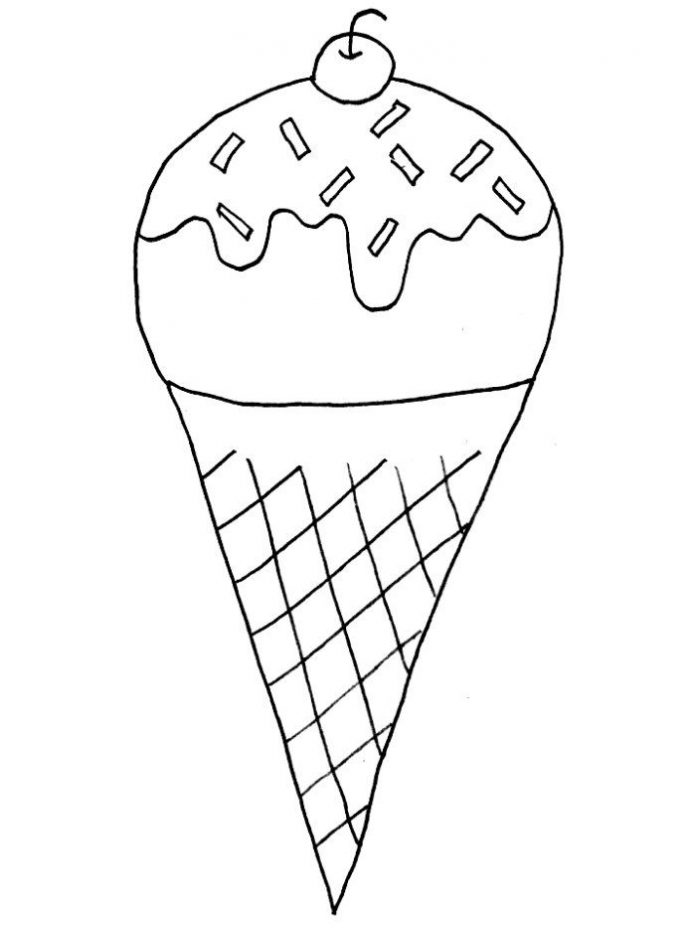 Värityskirja 2-vuotiaalle jäätelöä tötterössä