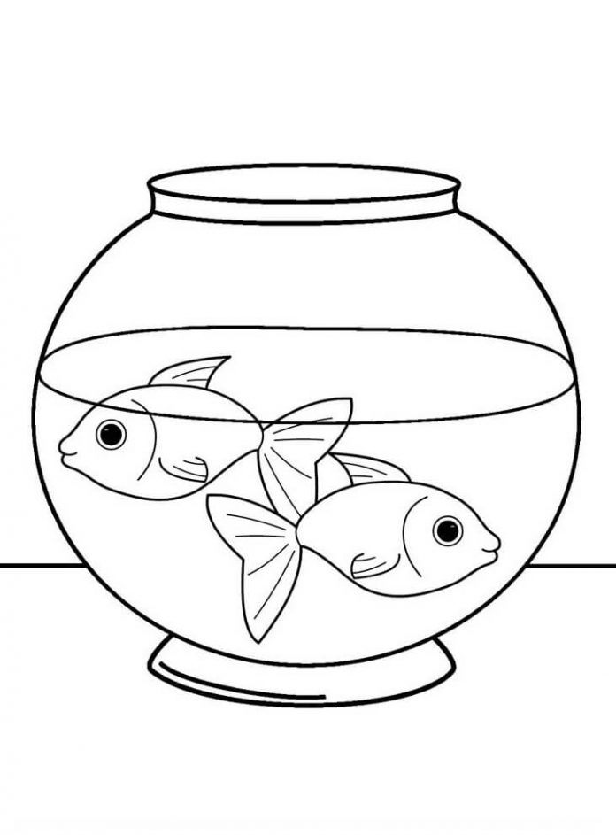 Coloring book for 2 year old fish in aquarium