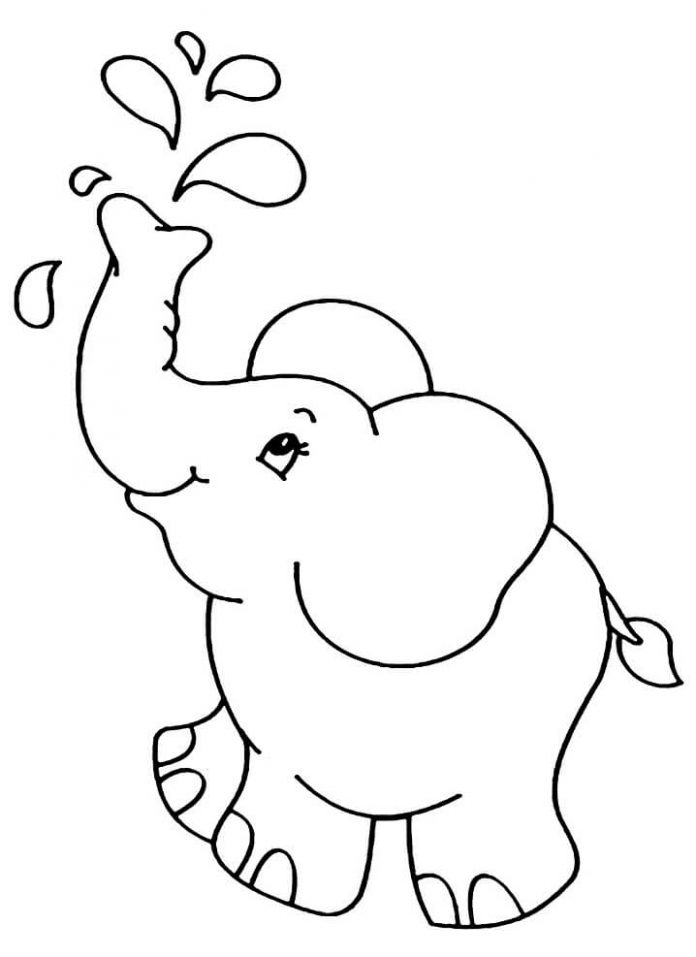 kolorowanka dla 2 latka słoń z wodom