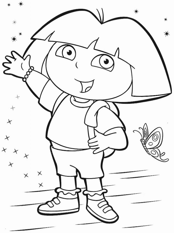 Coloring book for 2 year old happy Dora