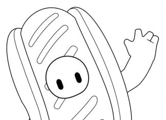 Coloring book for 3 year old waving hot dog