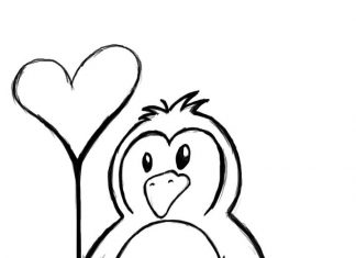 Coloring book for 3 year old penguin with balloon