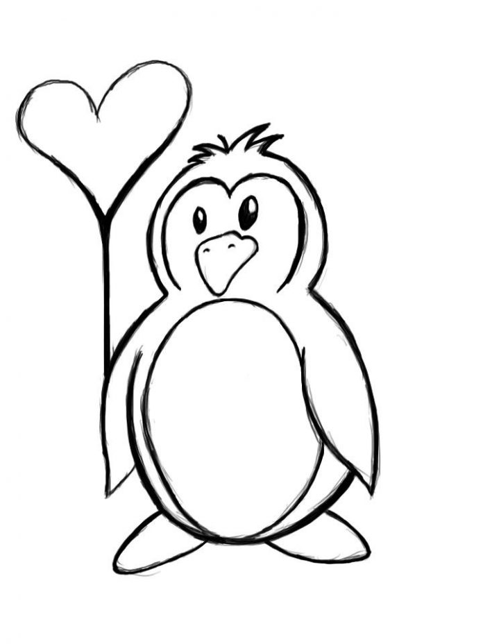 Coloring book for 3 year old penguin with balloon