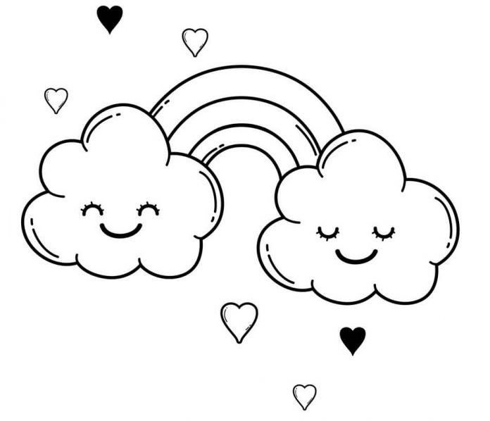 värityskirja 3-vuotiaalle sateenkaari pilvissä