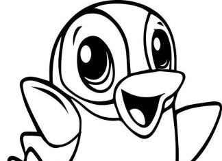Coloring book for 3 year old happy penguin