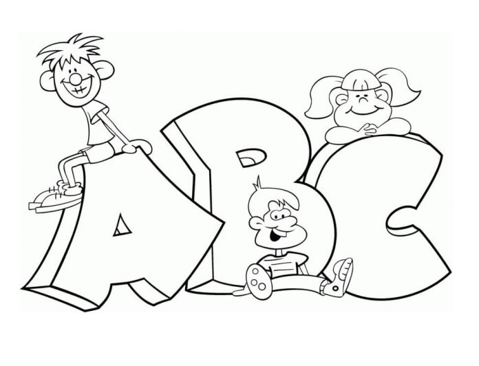värityskirja 4-vuotiaille lapsille ABC-kirjain ympyrässä